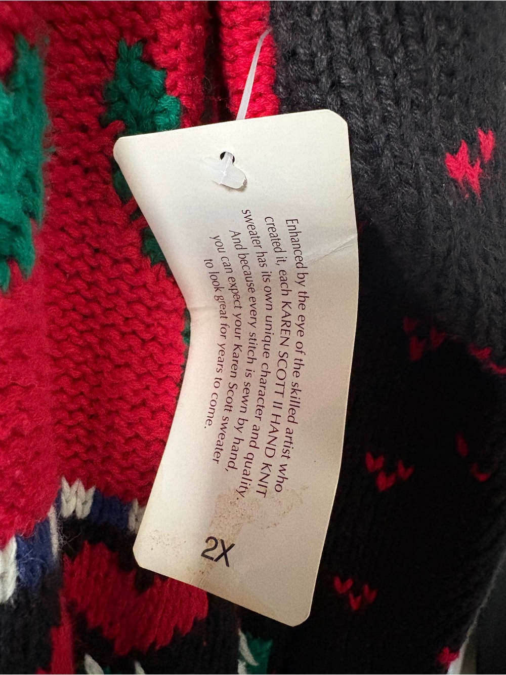 NWT Vintage Karen Scott School Teacher Cardigan Sweater Ramie Cotton Blend 2X - Picture 3 of 12